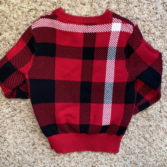 Boys XS/4-5 red, black and white plaid sweater. - Picture 4 of 4